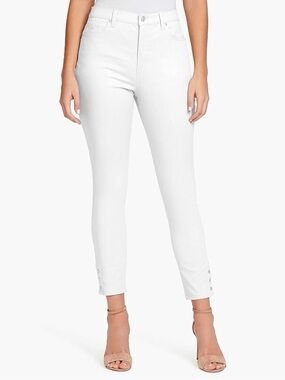 NWT Gloria Vanderbilt White Ankle Crop Skinny Jeans with Side Buttons